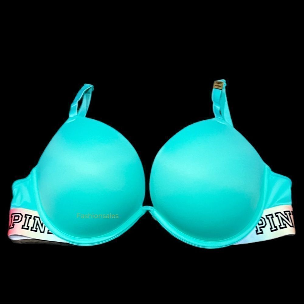 Victoria’s Secret Pink Super Push Up Bombshell padded bra Ice Teal 32DD